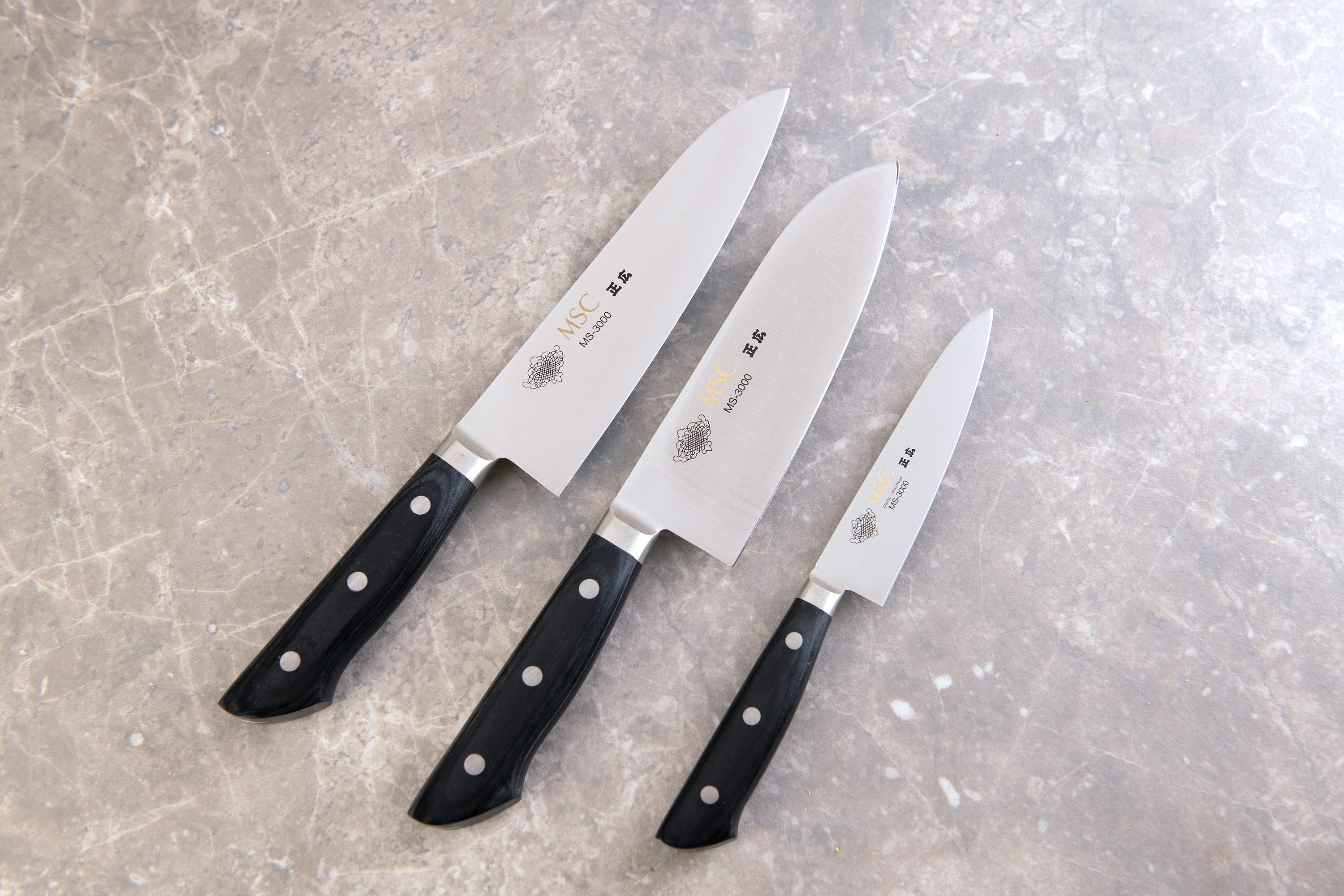 Masahiro MSC Series Knife Set: Utility, Santoku, Chef - AFcoltellerie