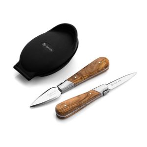 Laguiole Style de Vie Luxury - Set regalo ostriche 3 pezzi Olive Wood