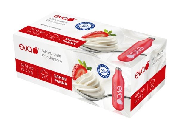 Confezione da 50 capsule rosse per sifone da panna montata EVA