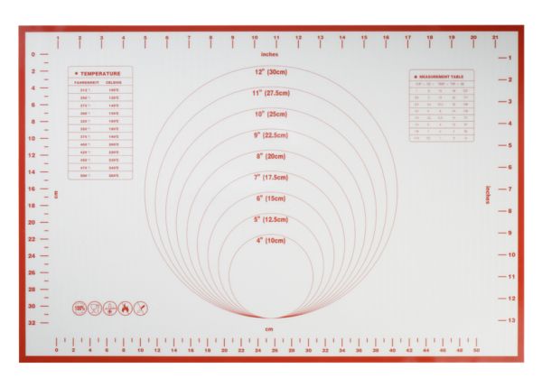 Tapis à pâtisserie en silicone avec mesures pour pâtisserie 40 x 60 cm