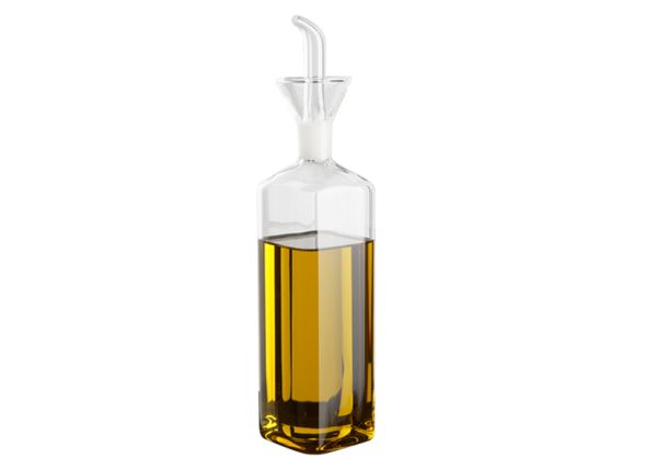 Borosilicate glass square cruet with pourer 500 ml.