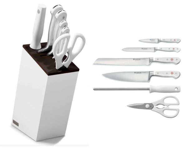 Ceppo bianco completo con coltello pane Serie Classic White di Wusthof
