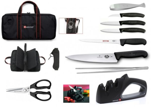 Case containing Victorinox knives