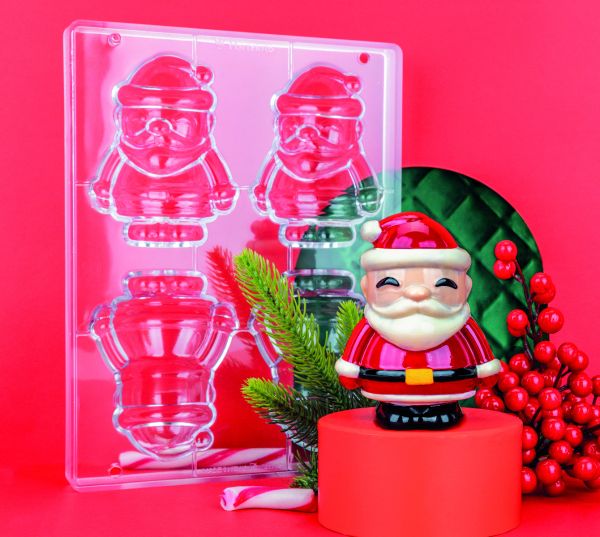 Klaus – Set 2 stampi 3D Babbo Natale per cioccolato di alta qualità Martellato Professional