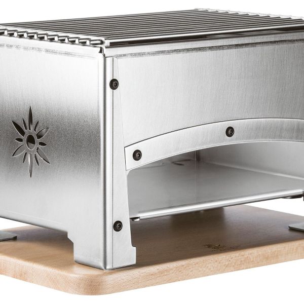 Barbecue da tavola da esterno 33,0 x 22,0 cm - h 20,0 cm con tagliere in faggio massiccio