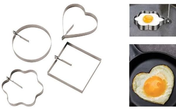 Set of 4 Stainless Steel Egg and Pancake Moulds by Paderno