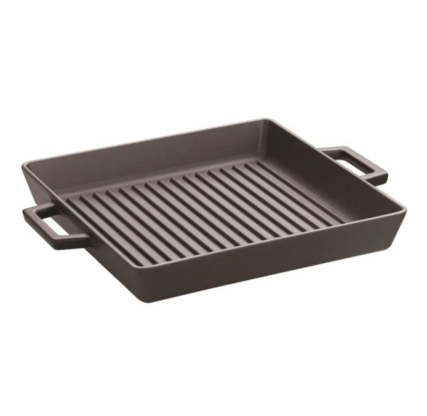 Poêle à griller rectangulaire en fonte émaillée 26,0 x 26,0 cm