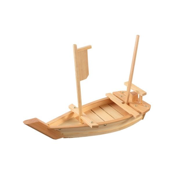 Barque à sushis en bois de pin