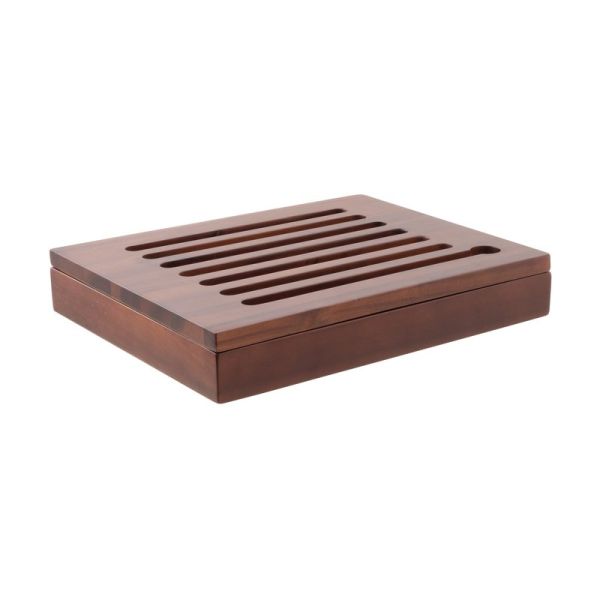 Tagliere per pane rettangolare in legno di acacia cm. 32,5x26,5 - h 5,5 cm 