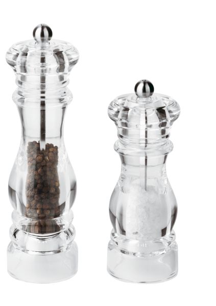 Pepper and salt mill in transparent acrylic by Arthur Krupp