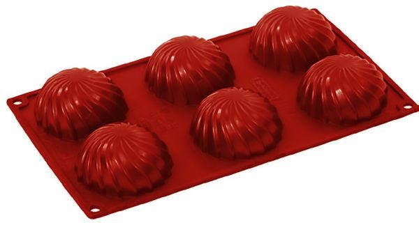 FORMAFLEX 175 x 300 mm multiportion silicone mould - 6 swirl indents Ø 75 x h 38 mm, vol.110 ml