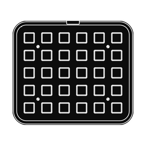 30 square indents 33x33/28x28 h 17 mm - Plate for Cookmatic 380x330 mm