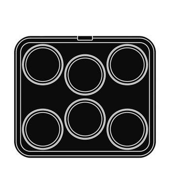 6 impronte tonde Ø 109/95 h 21 mm - Piastra per Cookmatic 380x330 mm