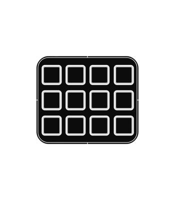 12 impronte quadrate 69x69/62x62 h 15 mm - Piastra per Cookmatic 380x330 mm