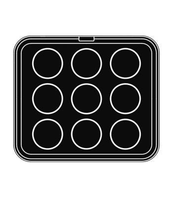 9 impronte tonde Ø 80/76 h 20 mm - Piastra per Cookmatic 380x330 mm