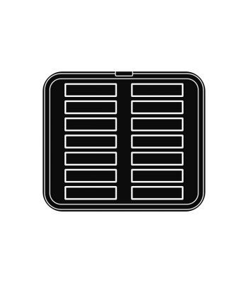 14 rectangular indents 120x30/117x27 h 20 mm - Plate for Cookmatic 380x330 mm