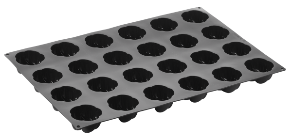 Stampo Pavoflex in silicone spirale 600 x 400 mm - 24 impronte Ø 75 x h 38 mm - vol.130 ml