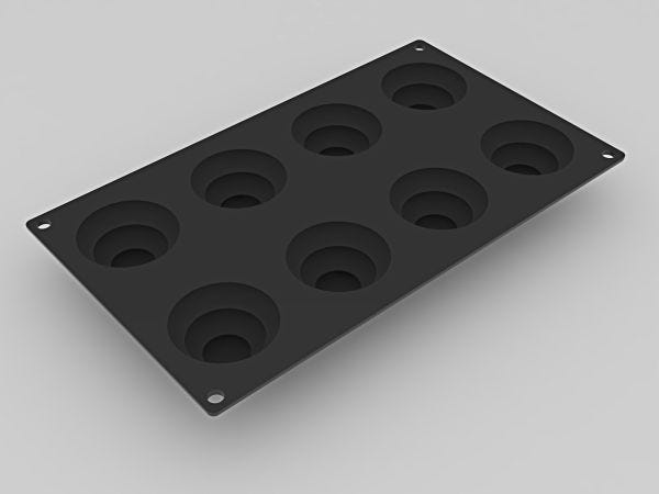 Stampo Pavoflex 3D in silicone STEP Fusto 300 x 175 mm - 8 impronte Ø mm 60x32 h, vol. ~ 49,5 ml