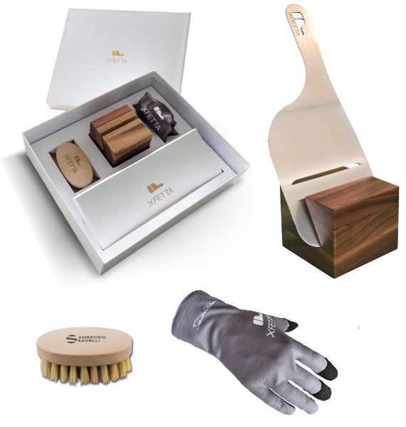 Xfetta Gift Idea Set: truffle slicer, glove, brush, holder