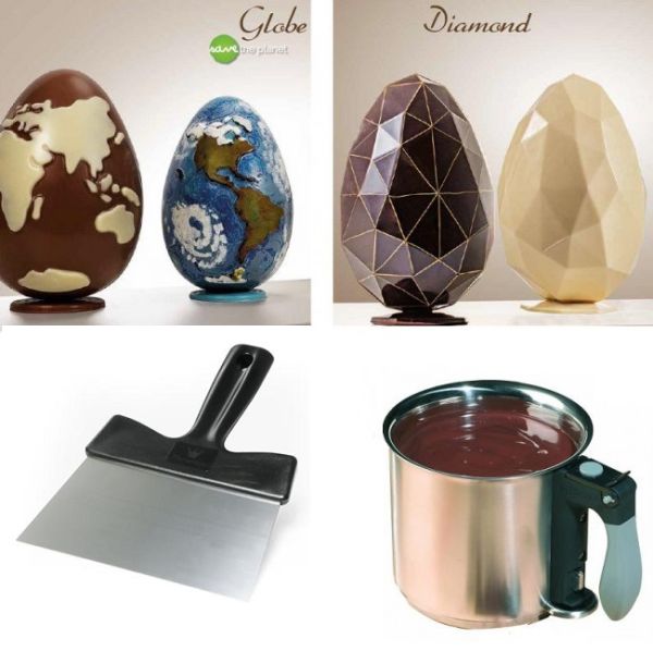 Chocolate TOP: Uova di Pasqua Diamante e Globe, Spatola, Sciogli Cioccolato