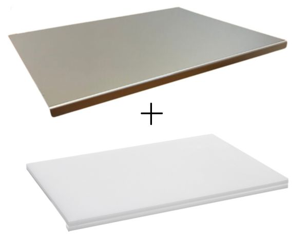 Set de Planches à Découper Professionnelles 40x60 cm en Acier Inoxydable et Polyéthylène Antibactérien