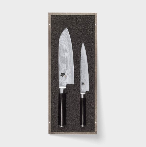Set de 2 couteaux Santoku et universel avec coffret en bois Série Shun Classic de KAI 