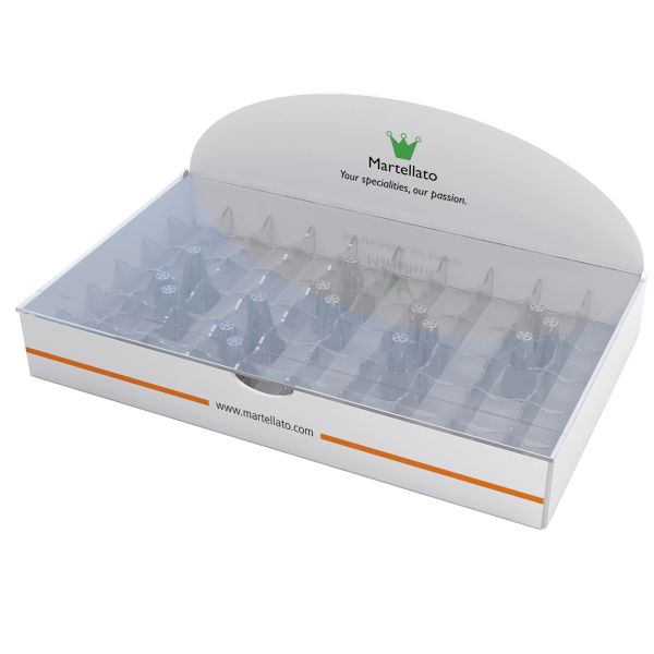 Espositore in plexiglass per bocchette di Martellato Professional