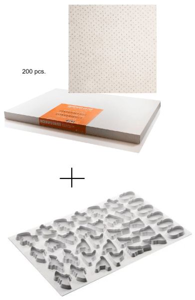 Kit Fabbrica di Biscotti Halloween: Griglia tagliabiscotti + 200 Fogli di carta microforata 