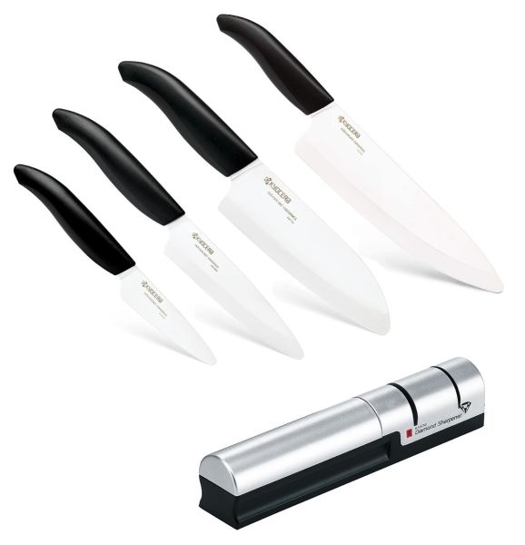 Kyocera Gen Series 4-Piece Ceramic Knife Set + Kasumi Sharpener