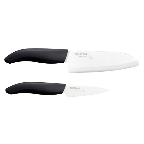 Set regalo Santoku e spelucchino Kyocera Gen - manico nero
