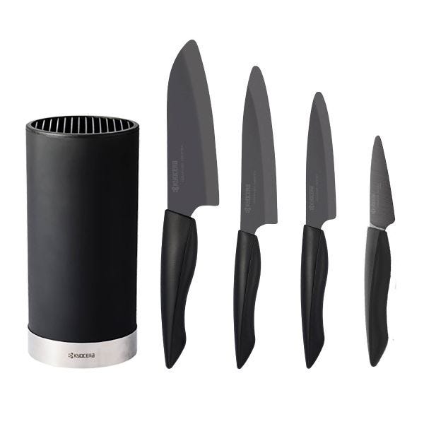 Set de 4 couteaux Kyocera Shin Black avec bloc démontable