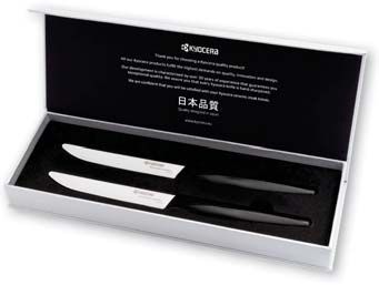 Set 2 coltelli da bistecca Kyocera in ceramica - lama bianca