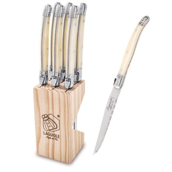 Laguiole Style de Vie Premium - Set 6 coltelli da bistecca Pearl