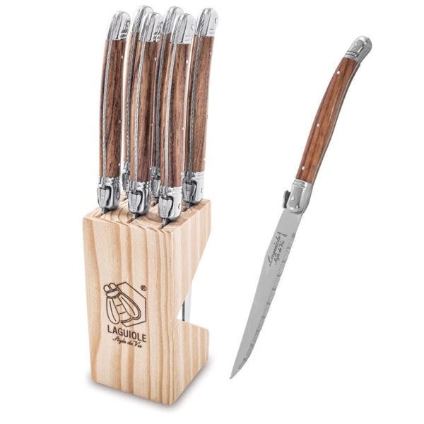 Laguiole Style de Vie Premium - Set 6 coltelli da bistecca Wood