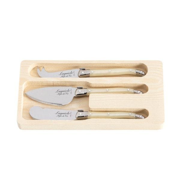 Laguiole Style de Vie Premium - Set 3 coltelli da formaggio Pearl