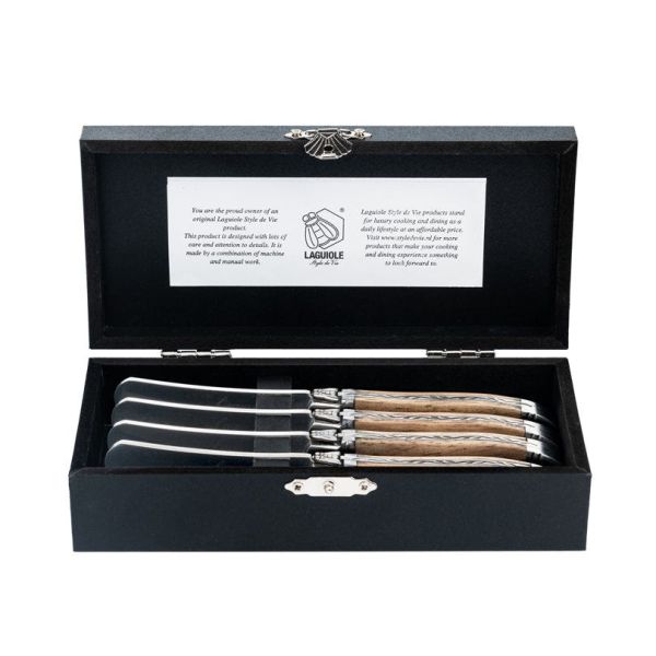 Laguiole Style de Vie Luxury - Set 4 coltelli spalmaburro Oak Stonewash