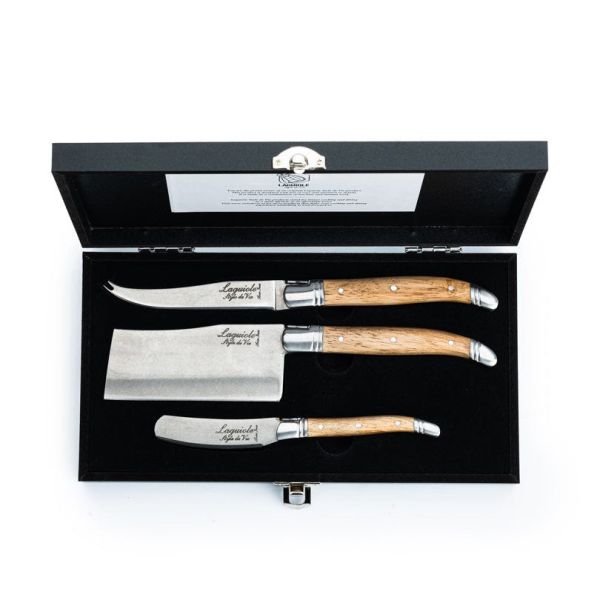 Laguiole Style de Vie Luxury - Set 3 coltelli da formaggio Oak Stonewash