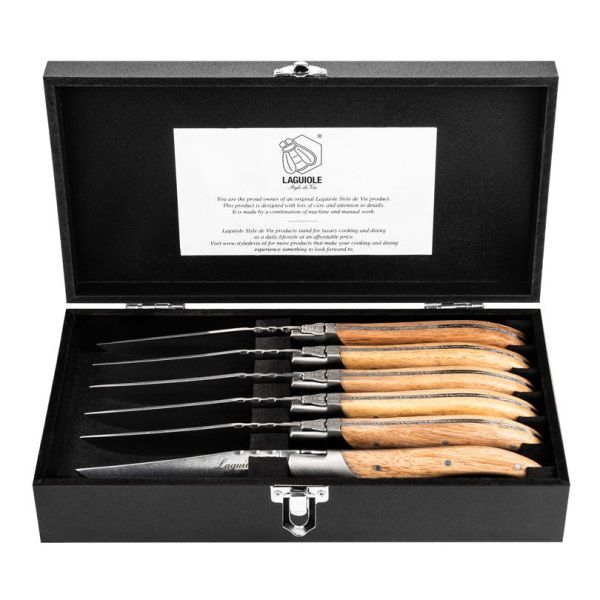 Laguiole Style de Vie Luxury - Set 6 coltelli da bistecca Oak Stonewash