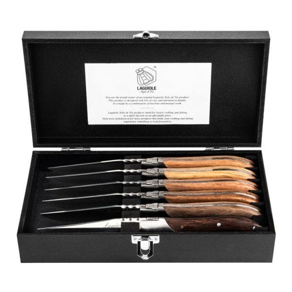 Laguiole Style de Vie Luxury - Set 6 coltelli da bistecca Mixed Wood