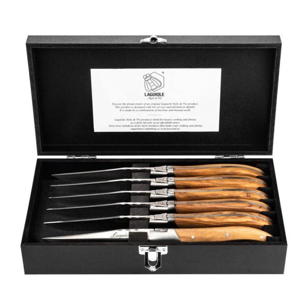 Laguiole Style de Vie Luxury - Set 6 coltelli da bistecca Olive Wood