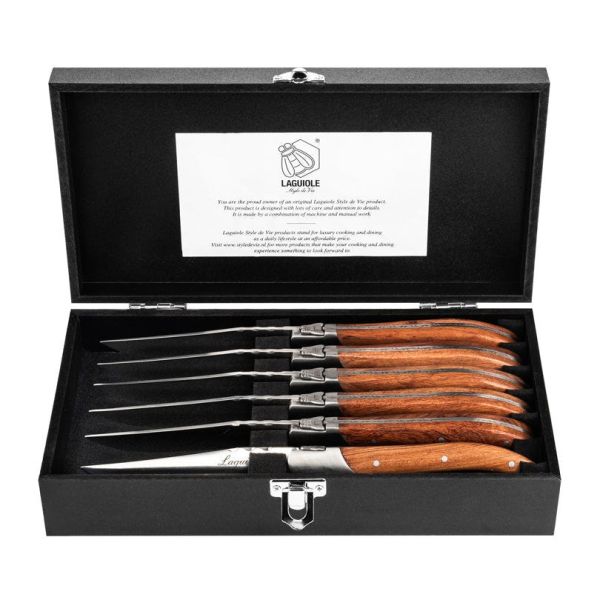 Laguiole Style de Vie Luxury - Set 6 coltelli da bistecca Pakka Rose