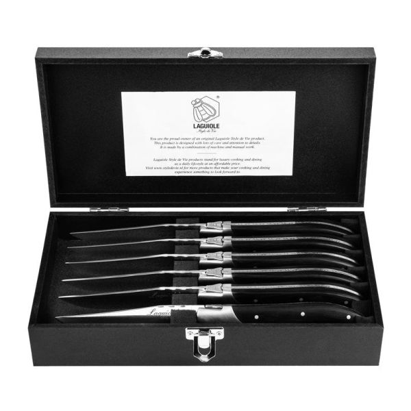 Laguiole Style de Vie Luxury - Set 6 coltelli da bistecca Black Pakka