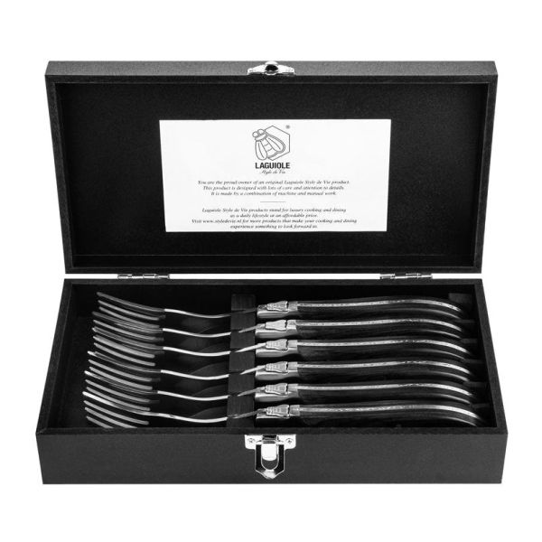 Laguiole Style de Vie Luxury - Set 6 forchette da tavola Black Pakka