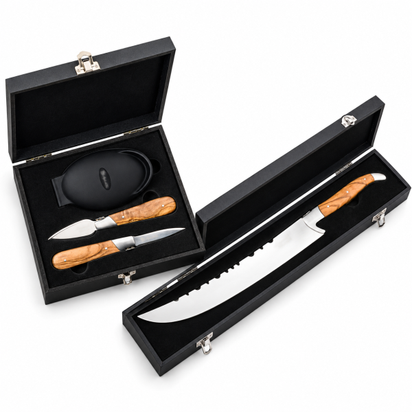 Kit ostriche e champagne Laguiole Style de Vie Luxury Olive Wood: set ostriche e sciabola