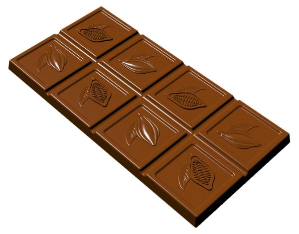 Moule en polycarbonate pour chocolat  Tablette 100 g  avec   cabosses en relief