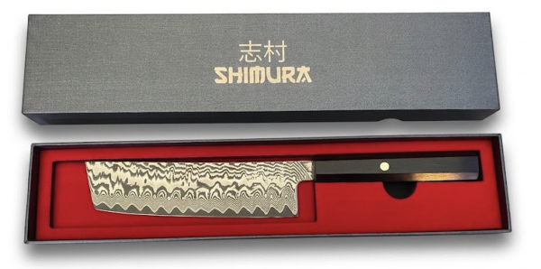 Shimura YORU Coltello Nakiri 18 cm in Damasco 67 Strati con Manico in Ebano