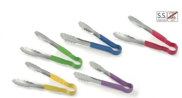 Set 5 Pinze da Servizio HACCP Colorate 250 mm in Acciaio Inox – HENDI