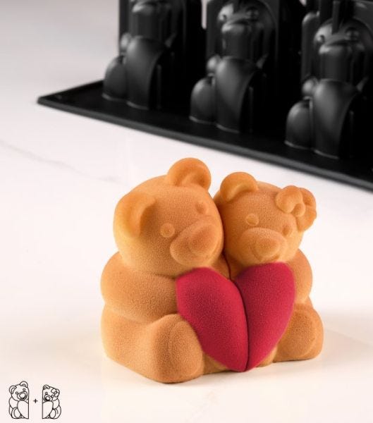 Stampo in silicone per monoporzioni TEDDY LOVE di Pavoni Professional