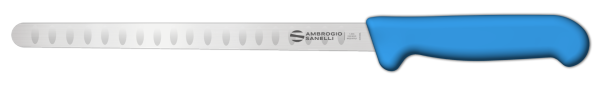 Hollow-ground knife 28 cm with blue handle from the Supra line by Ambrogio Sanelli