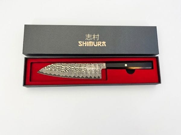 Shimura YORU Coltello Santoku 18 cm in Damasco 67 Strati con Manico in Ebano